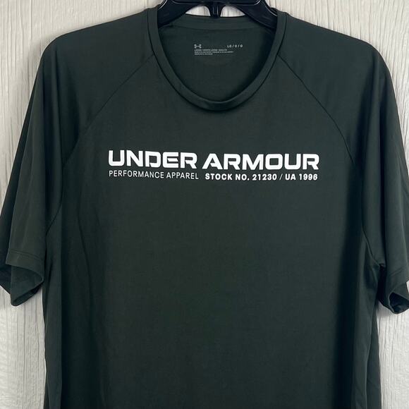 Under Armour Tshirt mens Large dark green dri-fit under armour printed on front - Picture 3 of 6